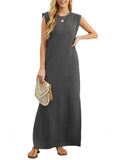 Full Size Slit Round Neck Sleeveless Maxi Tank Dress Plus Size - Trendsi - Flyclothing LLC