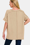 Zenana Corded Rib Short Sleeve High-Low T-Shirt - Trendsi - Flyclothing LLC