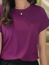 Round Neck Short Sleeve T-Shirt - Trendsi - Flyclothing LLC