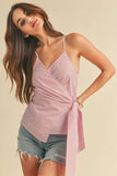 Aemi + Co Side Knotted Surplice Striped Cami - Trendsi - Flyclothing LLC
