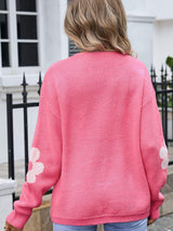 Angel Wings Flower Open Front Long Sleeve Cardigan - Trendsi - Flyclothing LLC