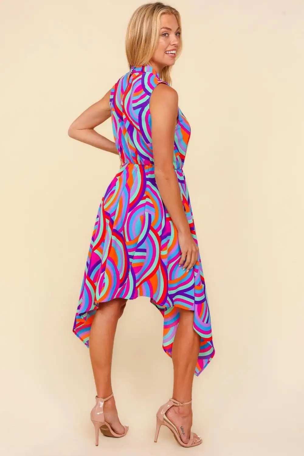Haptics Full Size Mock Neck Sleeveless Printed Dress - Trendsi - Flyclothing LLC
