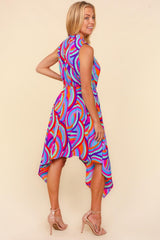 Haptics Full Size Mock Neck Sleeveless Printed Dress - Trendsi