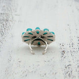 Artificial Turquoise Alloy Flower Ring - Trendsi - Flyclothing LLC