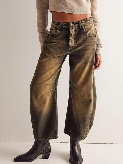 Wide Leg Jeans with Pockets - Trendsi