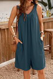 Casual V-Neck Sleeveless Romper with Pockets - Trendsi - Flyclothing LLC