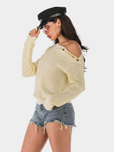 Perfee One Shoulder Long Sleeve Sweater - Trendsi - Flyclothing LLC