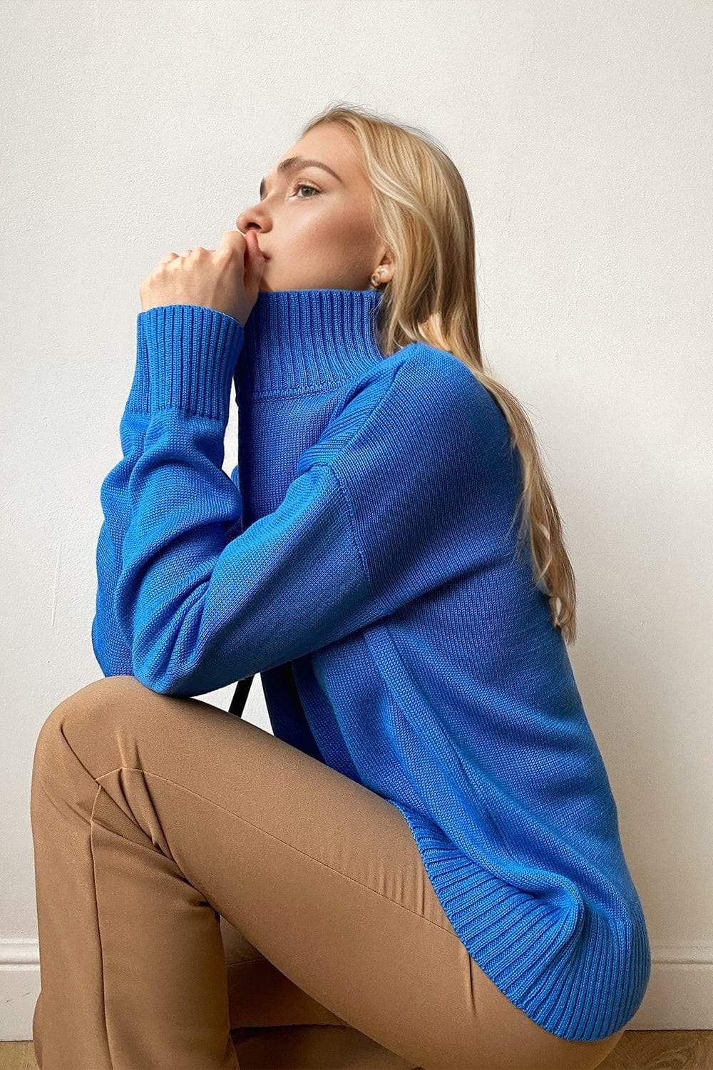 Basic Bae Turtleneck Dropped Shoulder Long Sleeve Sweater - Trendsi - Flyclothing LLC