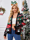 Reindeer Button Up Long Sleeve Cardigan - Trendsi