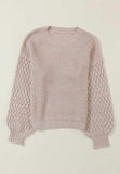 Cable-Knit Round Neck Dropped Shoulder Sweater - Trendsi - Flyclothing LLC