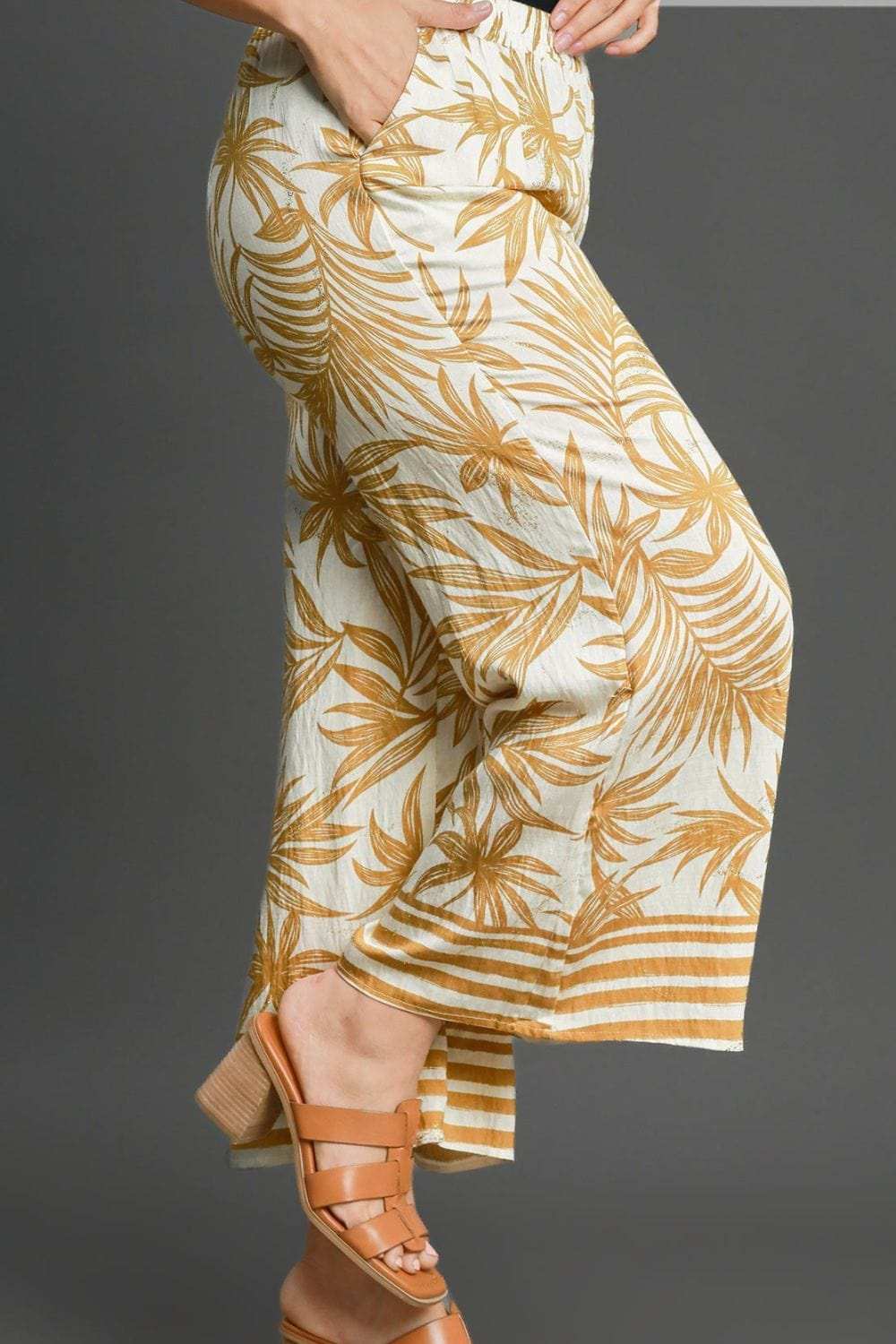 Umgee Full Size Tropical Print Wide Leg Pants Plus Size - Trendsi - Flyclothing LLC