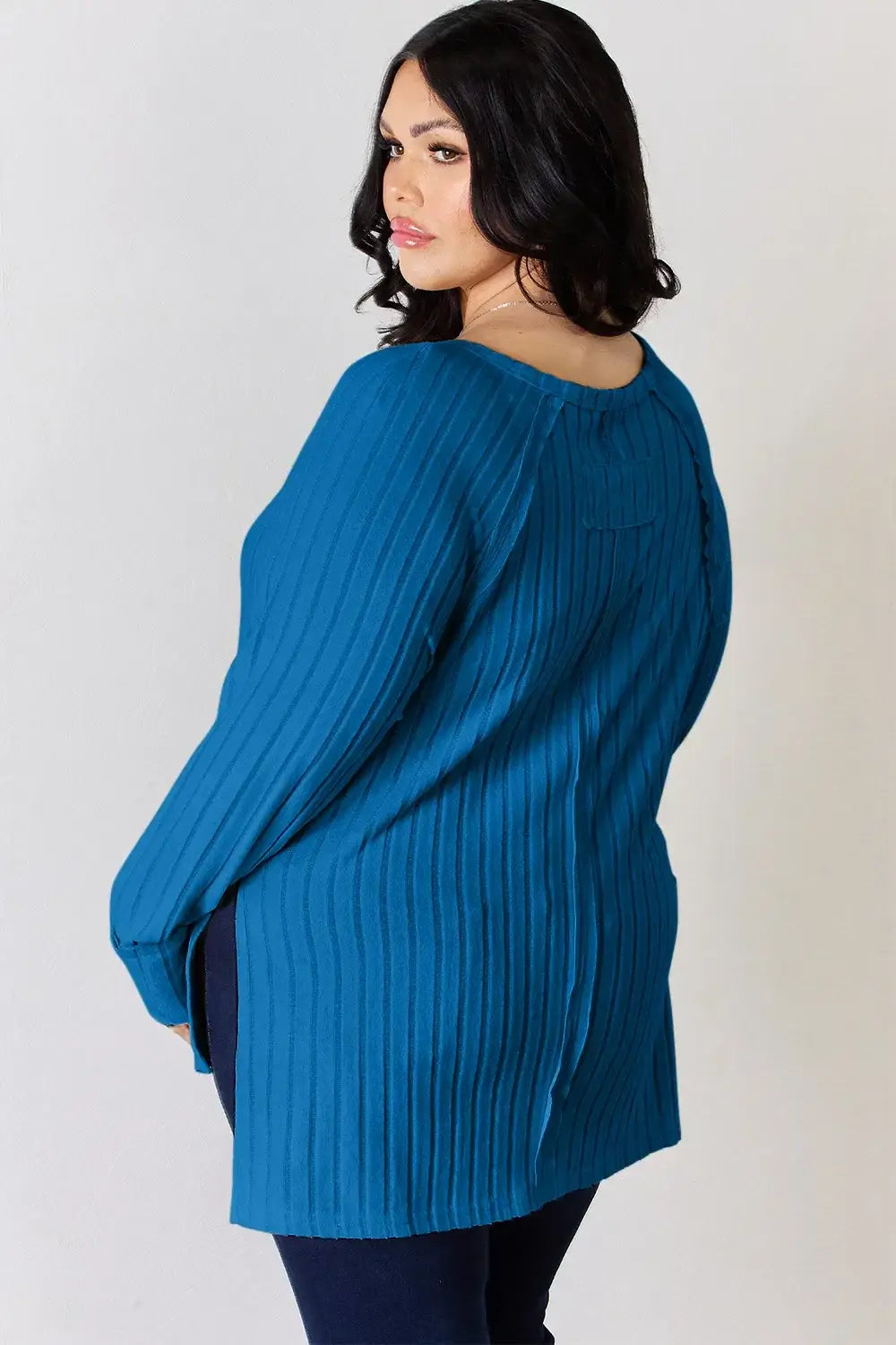 Basic Bae Full Size Ribbed Round Neck Slit T-Shirt - ShopBasicbae - Flyclothing LLC