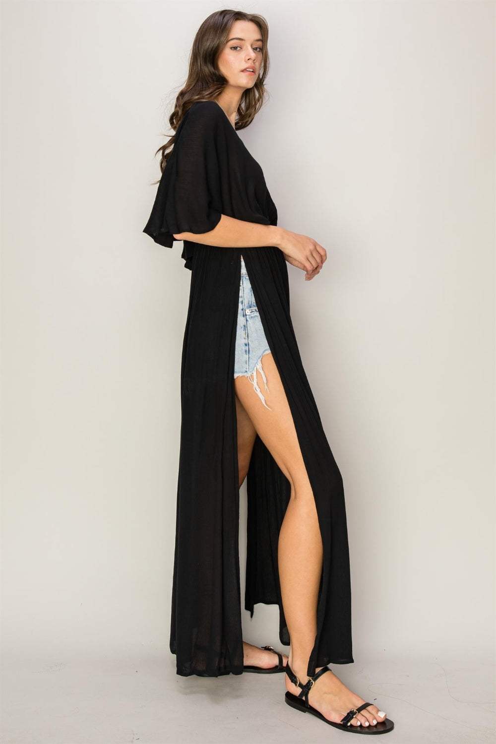 HYFVE Tie Back Maxi Split Cover Up Dress - Trendsi - Flyclothing LLC