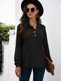 Half Button Long Sleeve T-Shirt - Trendsi - Flyclothing LLC