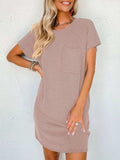 Round Neck Short Sleeve Mini Dress - Trendsi - Flyclothing LLC