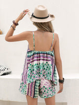 Printed V-Neck Top and Shorts Set - Trendsi - Flyclothing LLC