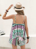 Printed V-Neck Top and Shorts Set - Trendsi - Flyclothing LLC