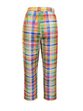 Tied Contrast Plaid Pants with Pockets - Trendsi
