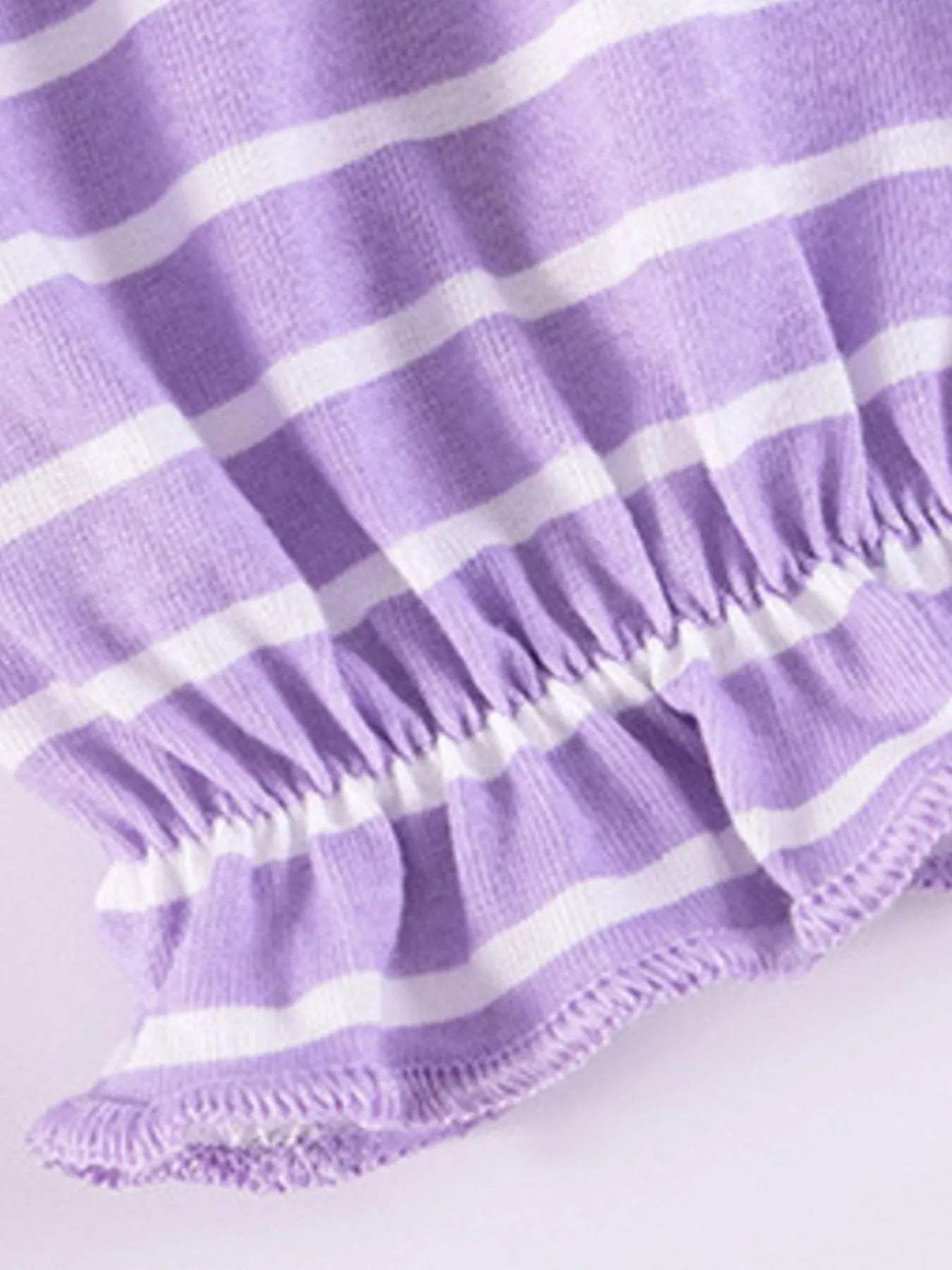 Children's Striped Ruffle Collar Top and Bow Flare Pants Set - Trendsi - Flyclothing LLC