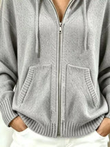 Zip-Up Hooded Knit Cardigan - Trendsi - Flyclothing LLC