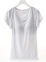 Round Neck Short Sleeve T-Shirt with Bra - Trendsi - Flyclothing LLC