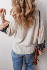 Drawstring Color Block Hooded Long Sleeve Top - Trendsi - Flyclothing LLC