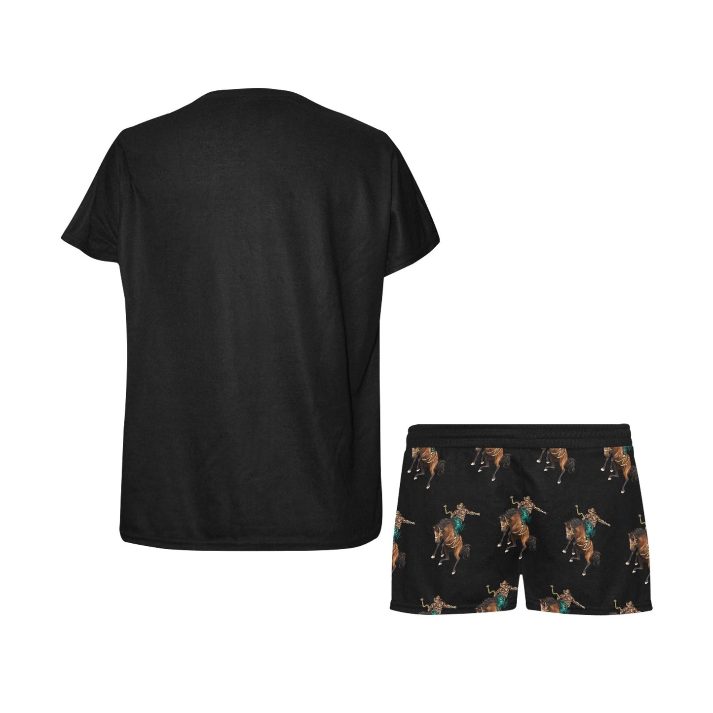 Baha Ranch Rodeo Cowboy Womens Western Top and Short Pajama Set