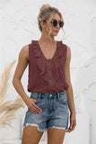 Swiss Dot Ruffled Wide Strap Tank - Trendsi