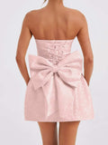 Lace-Up Sleeveless Satin Mini Dress with Bow - Trendsi - Flyclothing LLC