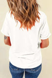 Sequined Flag Round Neck Short Sleeve T Shirt - Trendsi - Flyclothing LLC