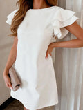 Ruffled Layered Short Sleeve Mini Dress - Trendsi