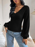 V-Neck Long Sleeve T-Shirt - Trendsi - Flyclothing LLC