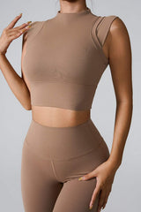 Mock Neck Active Tank - Trendsi - Flyclothing LLC