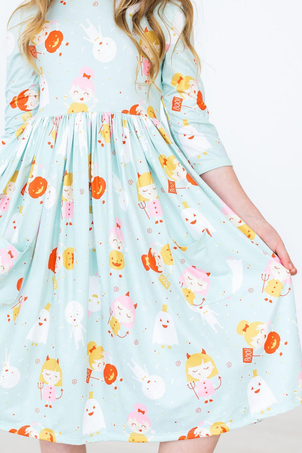 Ghouls Just Want to Have Fun 3/4 Sleeve Pocket Twirl Dress - Mila & Rose ®