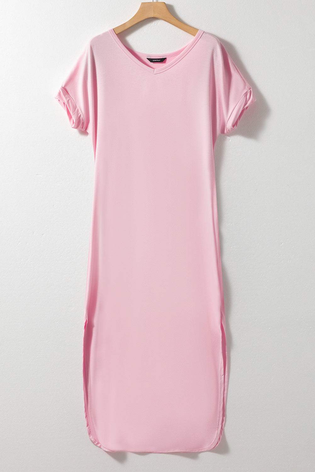 Slit Pocketed V-Neck Short Sleeve Dress - Trendsi - Flyclothing LLC