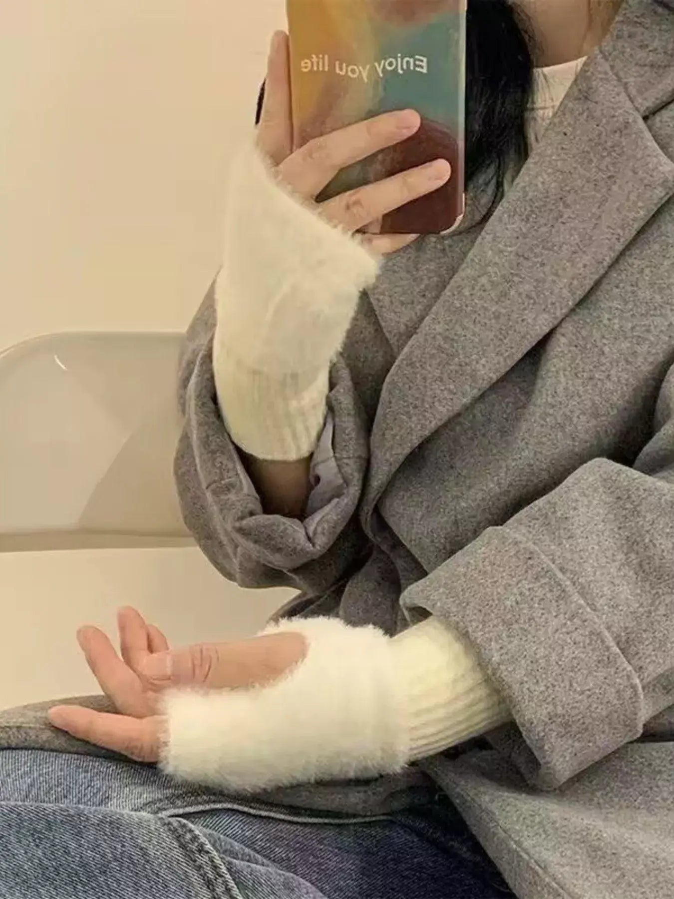 Fuzzy Cuff Fingerless Gloves - Trendsi - Flyclothing LLC
