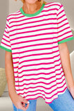 Striped Round Neck Short Sleeve T-Shirt - Trendsi - Flyclothing LLC