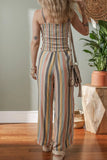 Striped Smocked Cami Top and Wide Leg Pants Set - Trendsi