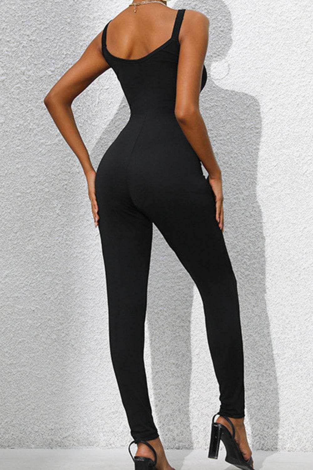 Scoop Neck Wide Strap Skinny Jumpsuit - Trendsi - Flyclothing LLC