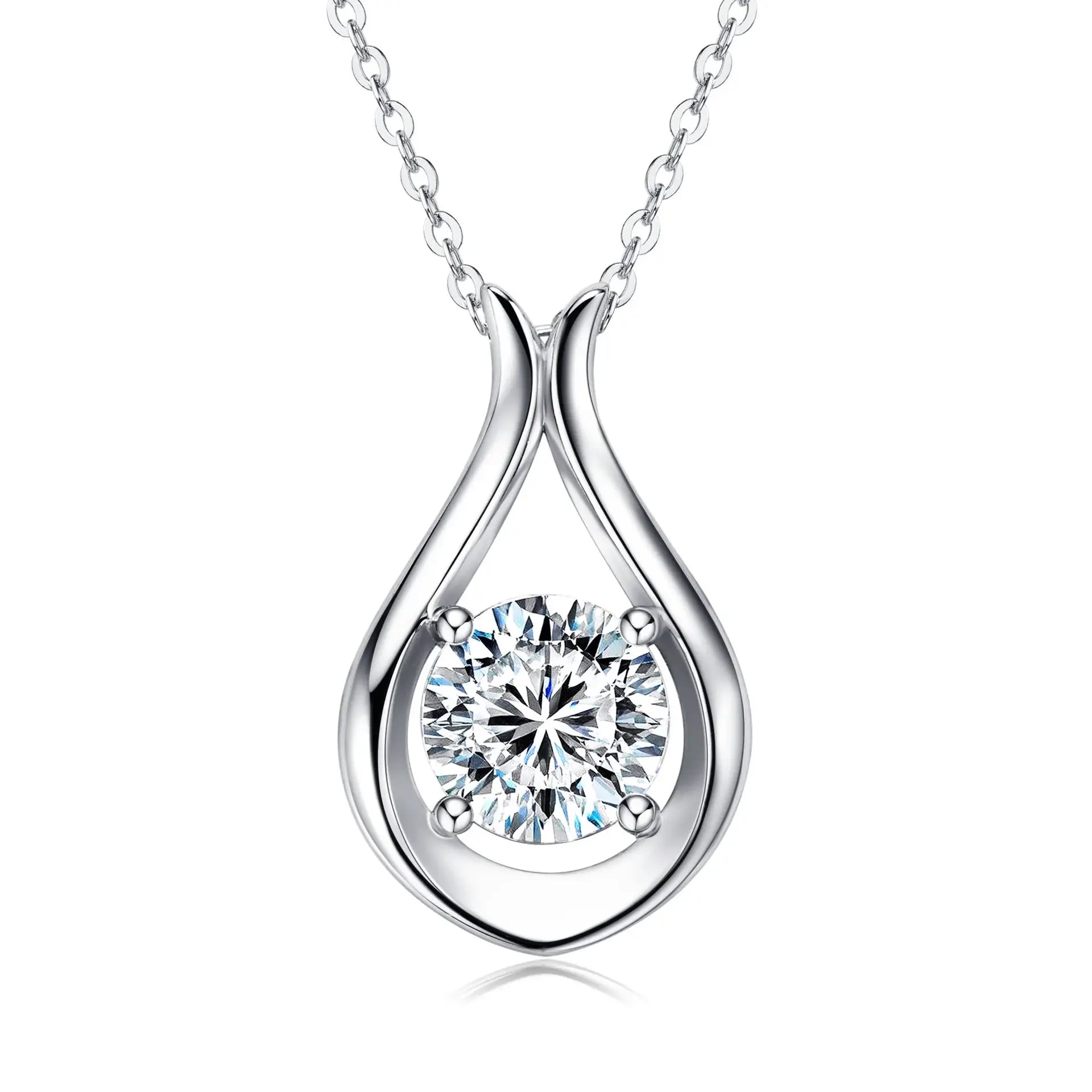 2 Carat Moissanite 925 Sterling Silver Pendant Necklace - Trendsi - Flyclothing LLC