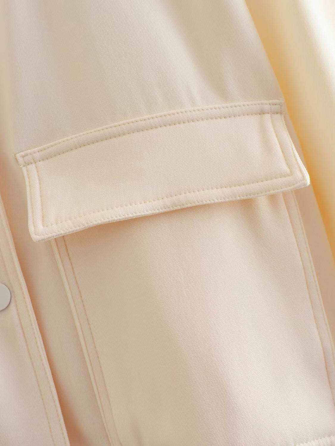 Pocketed Snap Down Baseball Collar Jacket - Trendsi - Flyclothing LLC