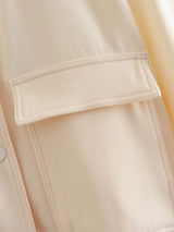 Pocketed Snap Down Baseball Collar Jacket - Trendsi - Flyclothing LLC
