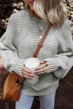 Textured Striped Round Neck Long Sleeve Top - Trendsi - Flyclothing LLC