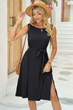 Tied Round Neck Sleeveless Dress - Trendsi - Flyclothing LLC