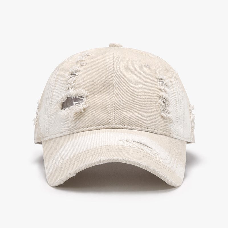Distressed Adjustable Cotton Baseball Cap - Trendsi