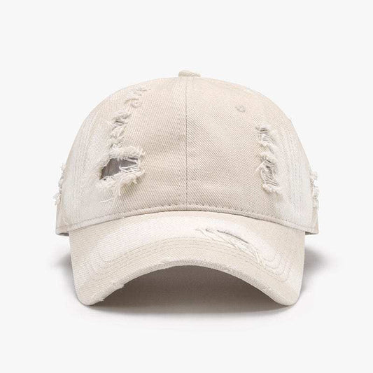 Distressed Adjustable Cotton Baseball Cap - Trendsi - Flyclothing LLC