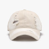 Distressed Adjustable Cotton Baseball Cap - Trendsi