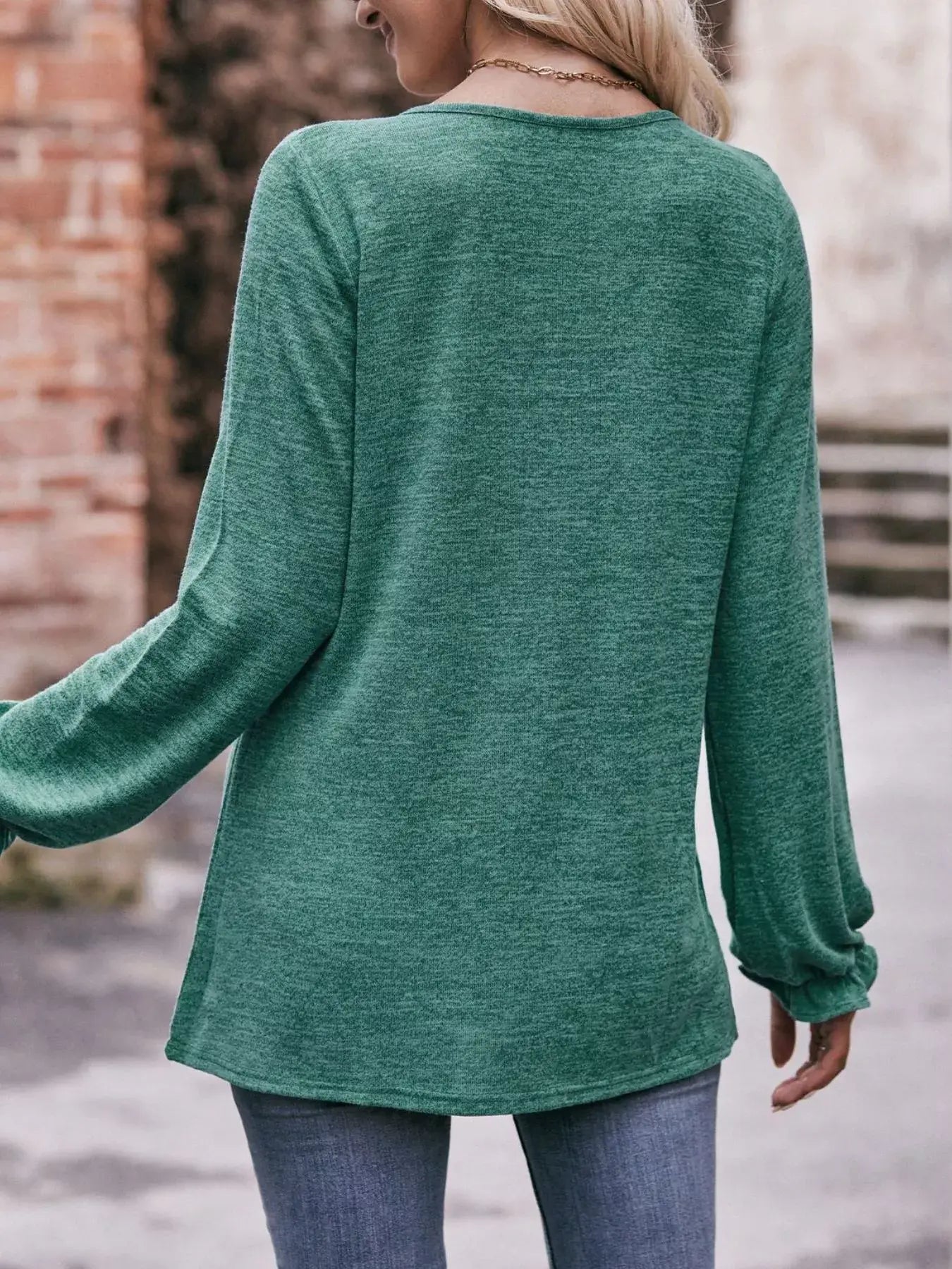Ruffle Cuff Long Sleeve T-Shirt - Trendsi - Flyclothing LLC