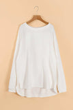 Round Neck Long Sleeve Sweatshirt - Trendsi - Flyclothing LLC
