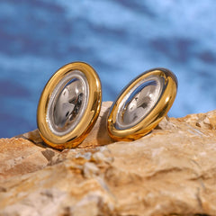 18K Gold-Plated Stainless Steel Stud Earring - Trendsi